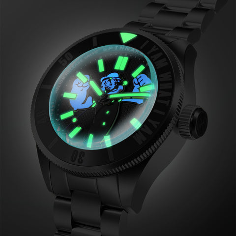 SP517311 Piccard Automatic Popeye Limited Edition 2-Year Warranty Black Stainless Steel Water Resistant