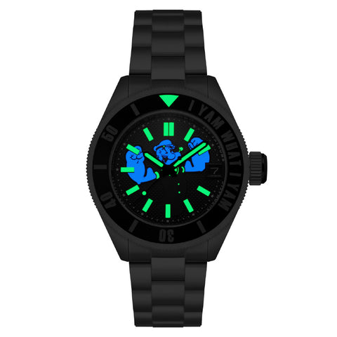 SP517311 Piccard Automatic Popeye Limited Edition 2-Year Warranty Black Stainless Steel Water Resistant