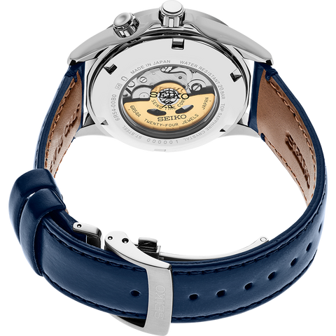 SEIKO Presage SPB377J1 Alpinist Blue Dial GMT Leather 200m Automatic Watch