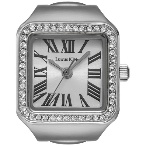 Other Overseas Manufacturers ST020SSWHBZ Elegant Ring Watch Silver with Stones 1-Year Warranty Stylish Design Water