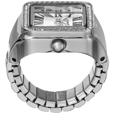 Other Overseas Manufacturers ST020SSWHBZ Elegant Ring Watch Silver with Stones 1-Year Warranty Stylish Design Water
