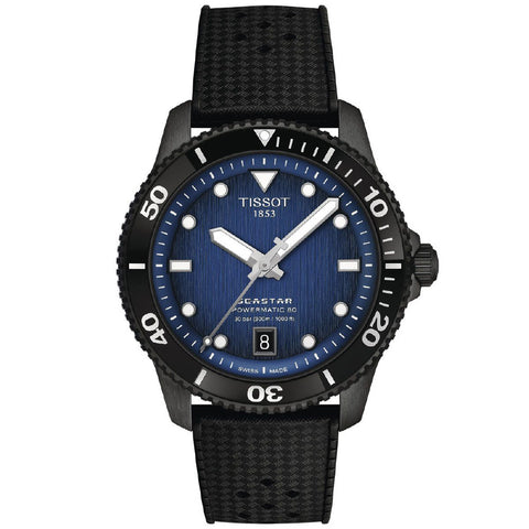 TISSOT T120803704100 Seastar Men's Automatic Rubber Strap Water Resistant Swiss Made