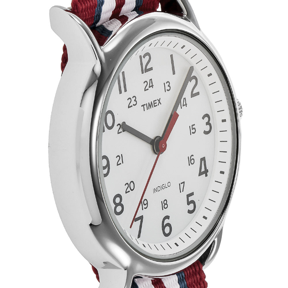 TIMEX T2N746 Watch - Weekender Central Park Stylish Red Blue White Design 1-Year Warranty Water Resistant Comfortable Fit (Im