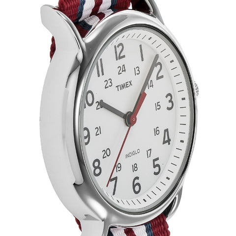 TIMEX T2N746 Watch - Weekender Central Park Stylish Red Blue White Design 1-Year Warranty Water Resistant Comfortable Fit (Im