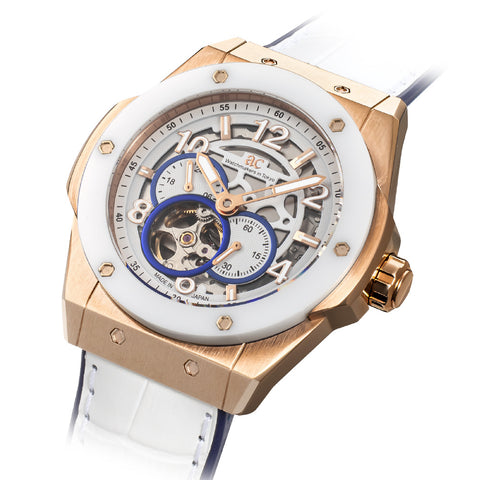 TCJ45PWH-WH Time Craft Japan Made Ceramic Elegant Design 1-Year Warranty Water Resistant Stylish White Finish