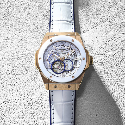 TCJ45PWH-WH Time Craft Japan Made Ceramic Elegant Design 1-Year Warranty Water Resistant Stylish White Finish