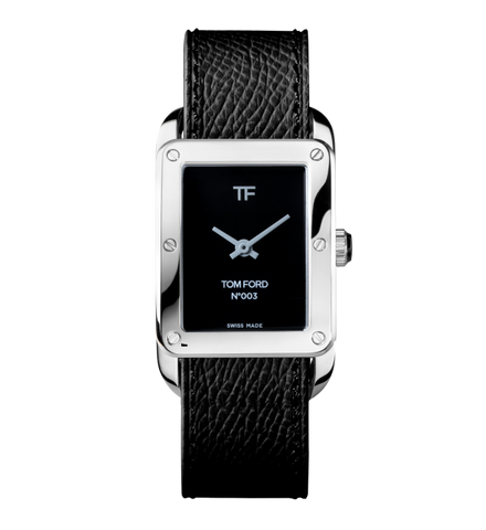 TOM FORD TF0120252878 No.003 Square Vis Bezel Two Hand Black Dial Luxury Watch with Sleek Design and Timeless Elegance