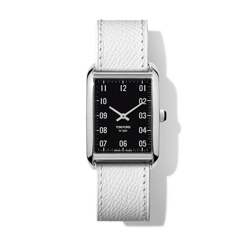TF0120404024 TOM FORD No.001 Square Two-Hand White Pebble Leather Strap Elegant Design Timeless Style Versatile Wear