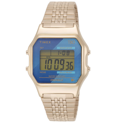 TIMEX TW2V19600 Watch - Classic Digital Watch Water Resistant Retro Design 1-Year Warranty Blue Color