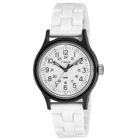 TIMEX TW2V19800-2 Watch - Classic Tile Collection Original Camper White Dial White Strap Water Resistant 1-Year Warranty