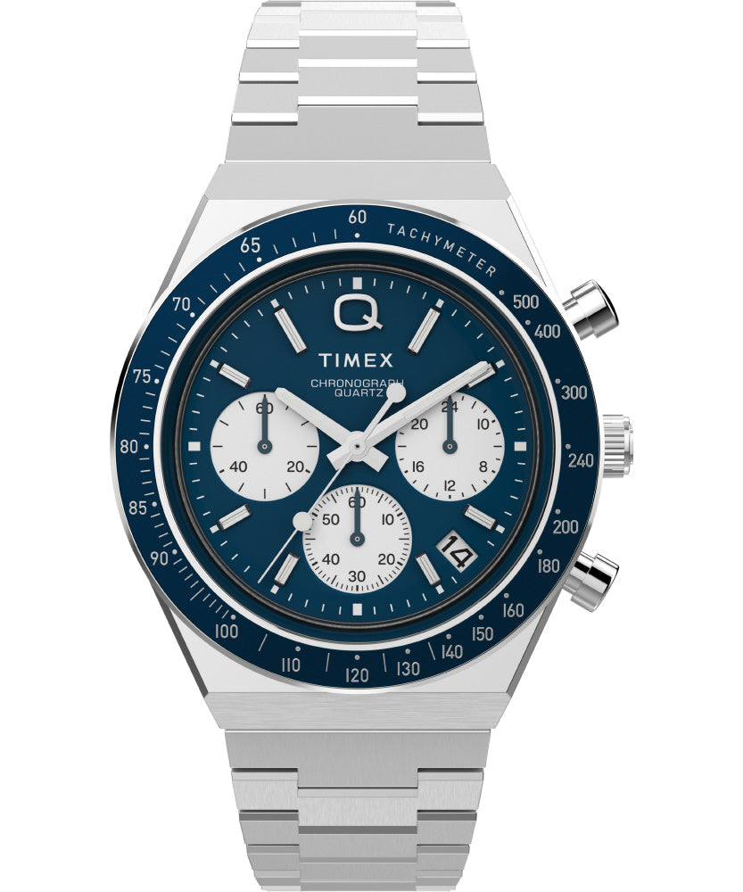 TIMEX TW2W51600 Watch - Q Diver Inspired Chrono 1-Year Warranty Blue Water Resistant Stylish Design