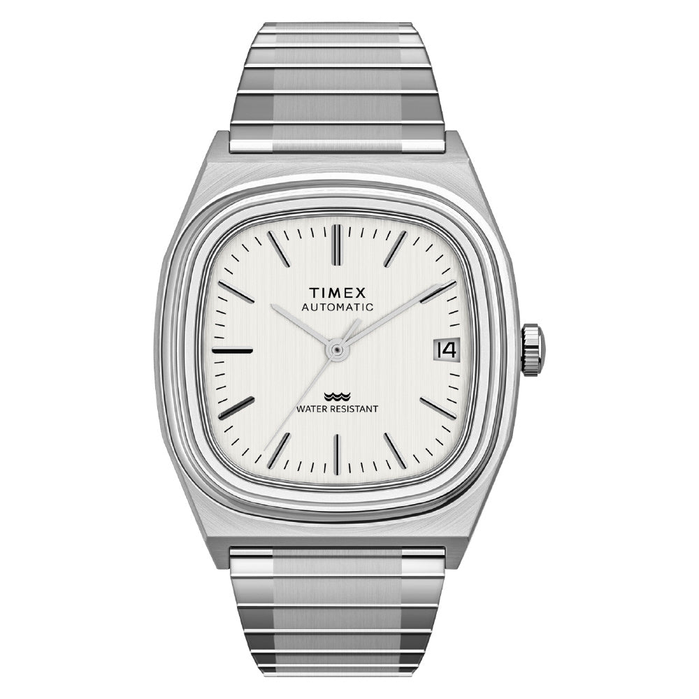 TIMEX TW2W70800 Watch - Reissue 1983 Automatic Silver Stainless Steel Water Resistant 1-Year Warranty