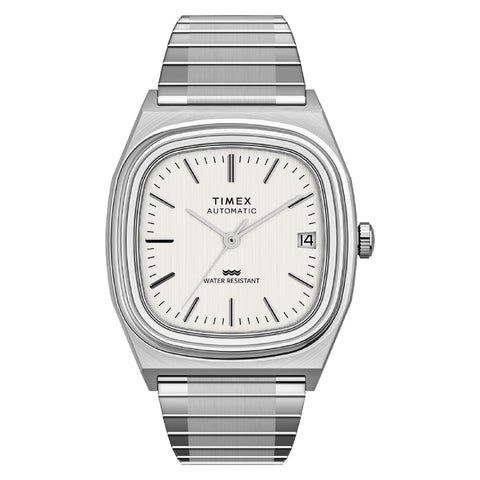 TIMEX TW2W70800 Watch - Reissue 1983 Automatic Silver Stainless Steel Water Resistant 1-Year Warranty