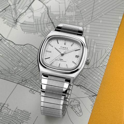 TIMEX TW2W70800 Watch - Reissue 1983 Automatic Silver Stainless Steel Water Resistant 1-Year Warranty (Image 4)