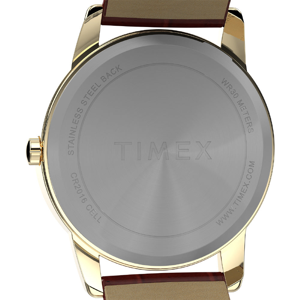 TIMEX TW2W95500 Watch - Easy Reader White Dial Brown Leather Strap Water Resistant Classic Design 1-Year Warranty (Image 3)
