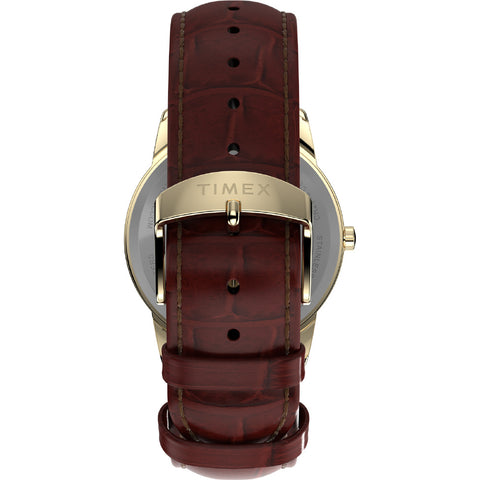 TIMEX TW2W95500 Watch - Easy Reader White Dial Brown Leather Strap Water Resistant Classic Design 1-Year Warranty (Image 4)