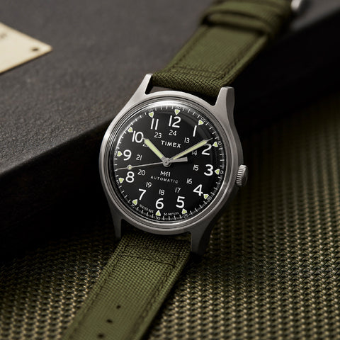 TIMEX TW2Y07800 Watch - MK1 Automatic 1-Year Warranty Black Dial Green Band Water Resistant Stylish Design (Image 6)