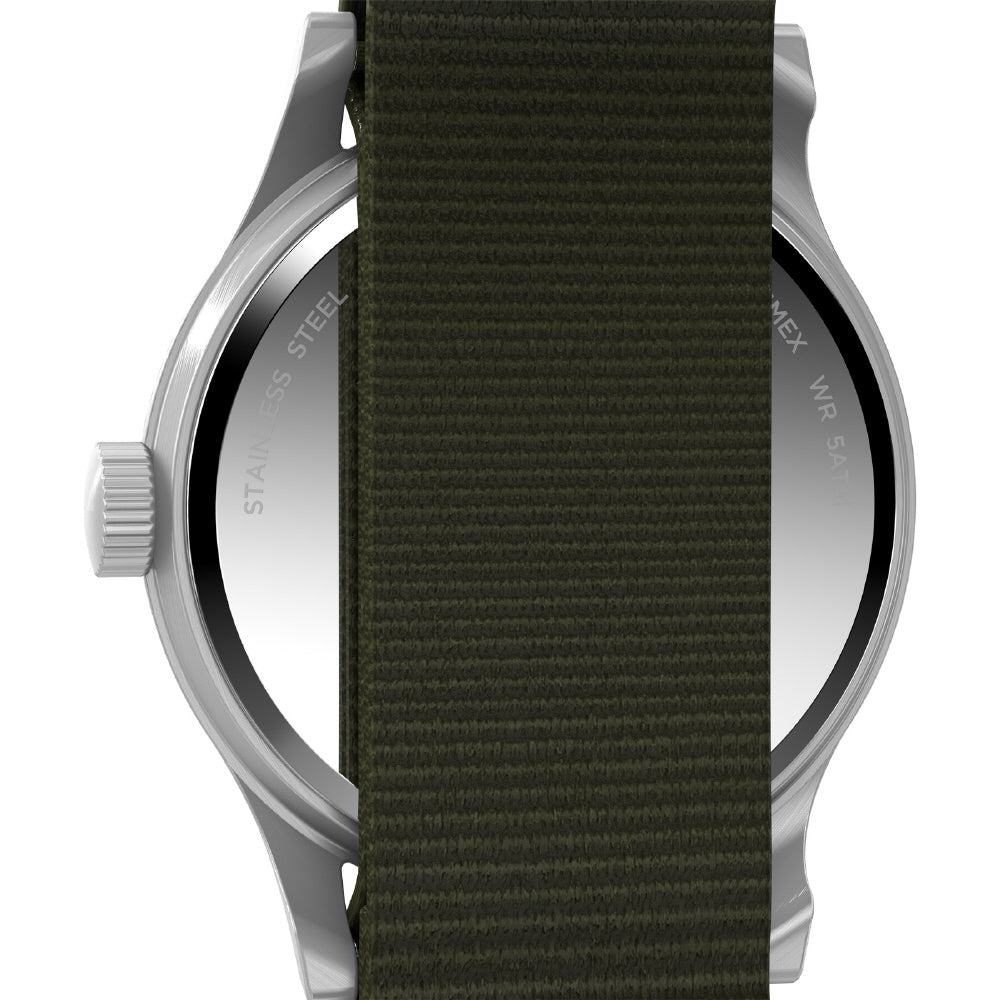 TIMEX TW2Y07900 Watch - MK1 Handwind 1-Year Warranty Black Dial Durable Khaki Green Strap Classic Design (Image 3)