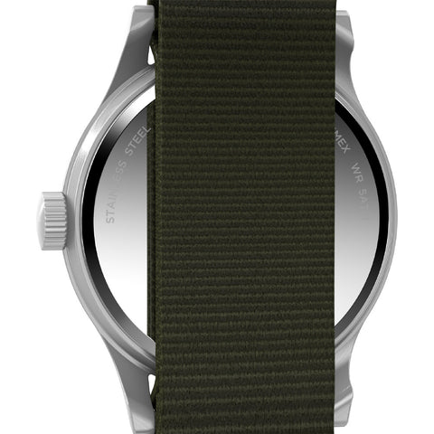 TIMEX TW2Y07900 Watch - MK1 Handwind 1-Year Warranty Black Dial Durable Khaki Green Strap Classic Design (Image 3)
