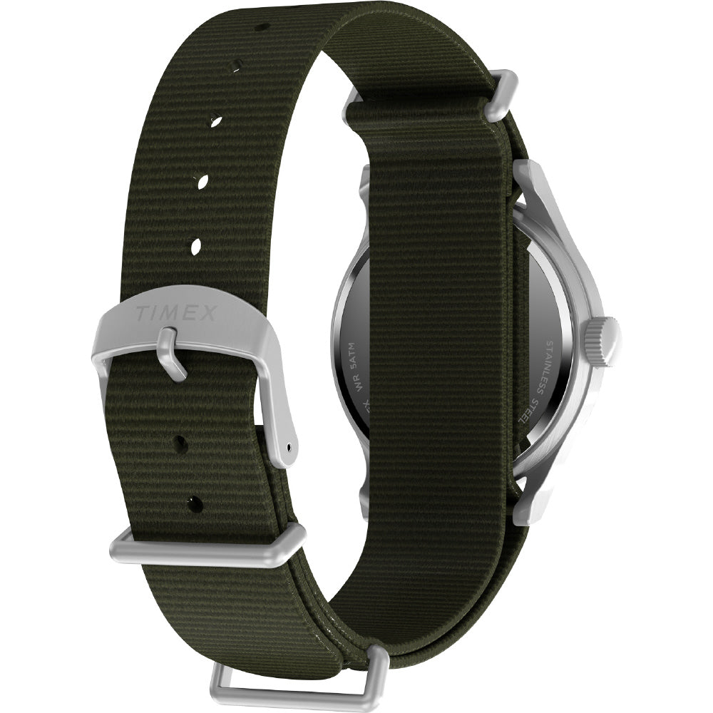 TIMEX TW2Y07900 Watch - MK1 Handwind 1-Year Warranty Black Dial Durable Khaki Green Strap Classic Design (Image 4)