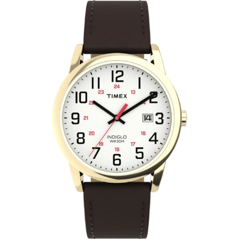 TIMEX TW2Y12700 Easy Reader Classic White Gold 1-Year Warranty Quartz Movement Water Resistant