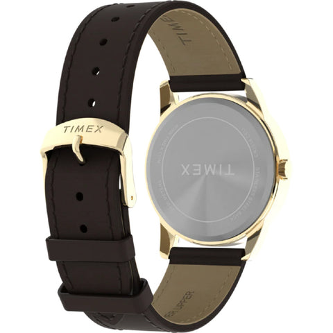 TIMEX TW2Y12700 Easy Reader Classic White Gold 1-Year Warranty Quartz Movement Water Resistant