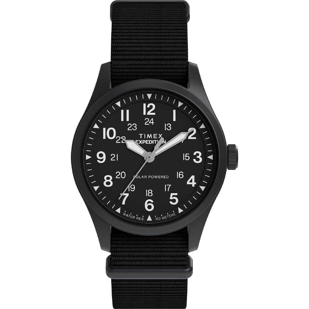 TIMEX TW2Y31900 Watch - Expedition Field Post Solar Black Case Black Dial Solar Powered Water Resistant Durable Design