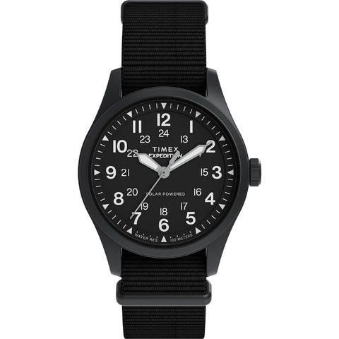 TIMEX TW2Y31900 Watch - Expedition Field Post Solar Black Case Black Dial Solar Powered Water Resistant Durable Design