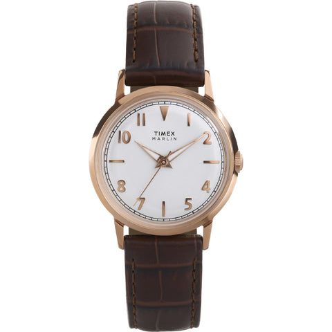 TIMEX TW2Y37700 Watch - Marlin 34mm Gold Case Water Resistant Classic Design 1-Year Warranty