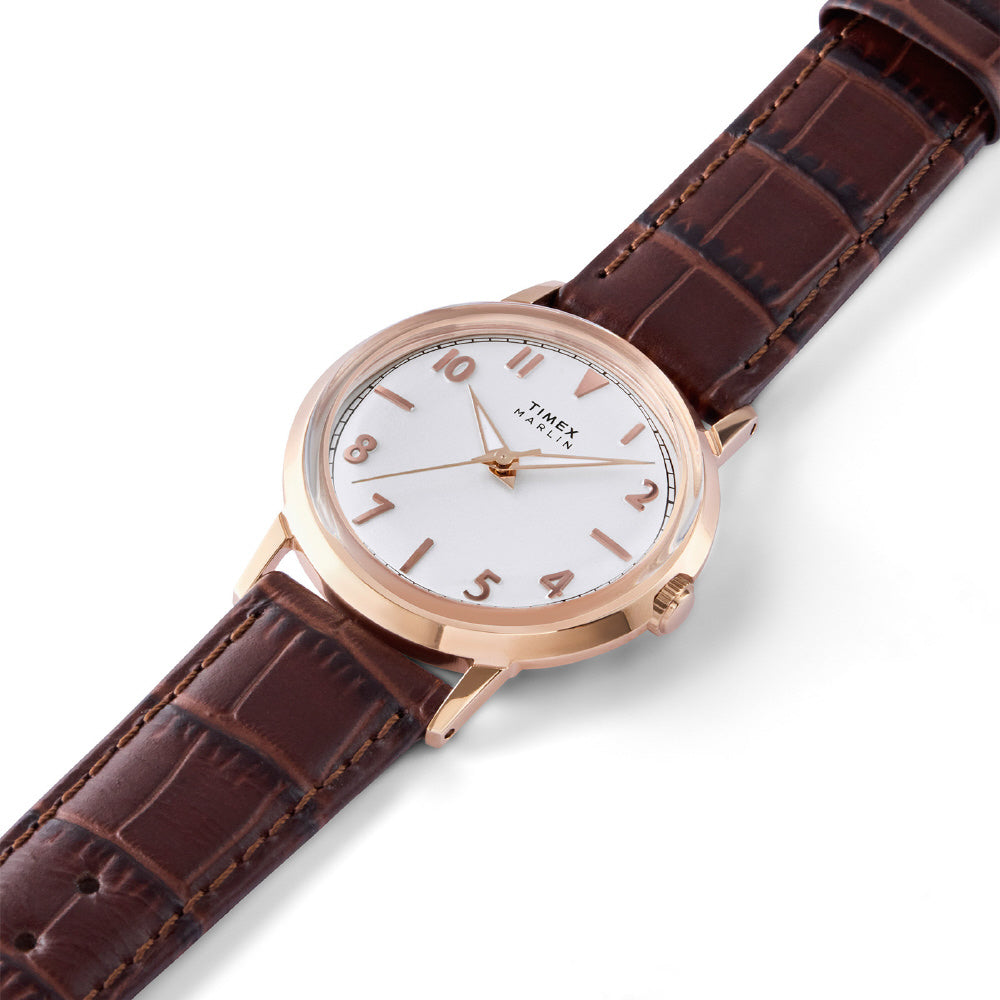 TIMEX クォーツ腕時計 シルバー/ブラウン TIMEX TW2Y37700 Marlin 34mm Gold Case Water Resistant Cla | IPPO