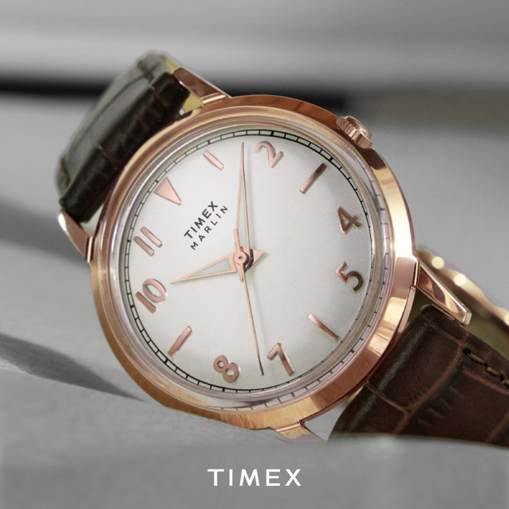 TIMEX クォーツ腕時計 シルバー/ブラウン TIMEX TW2Y37700 Marlin 34mm Gold Case Water Resistant Cla | IPPO