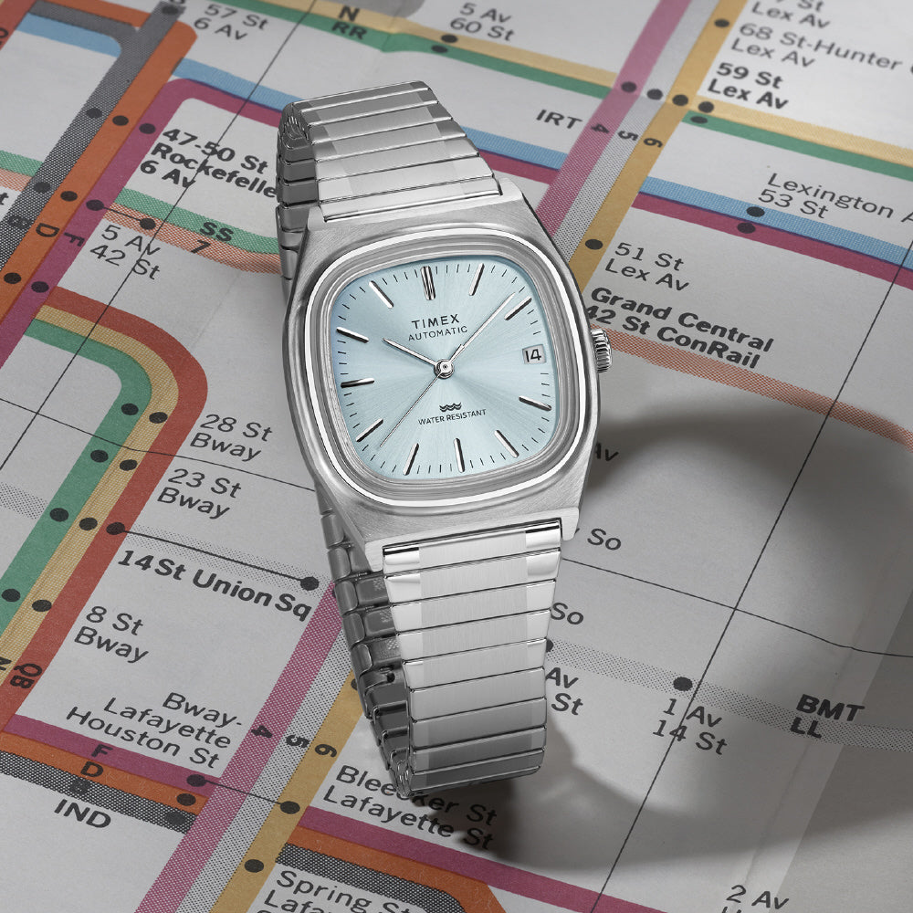 TIMEX TW2Y66700 Watch - 1983 E-Line Automatic Light Blue Stainless Steel Case Water Resistant 1-Year Warranty (Image 7)