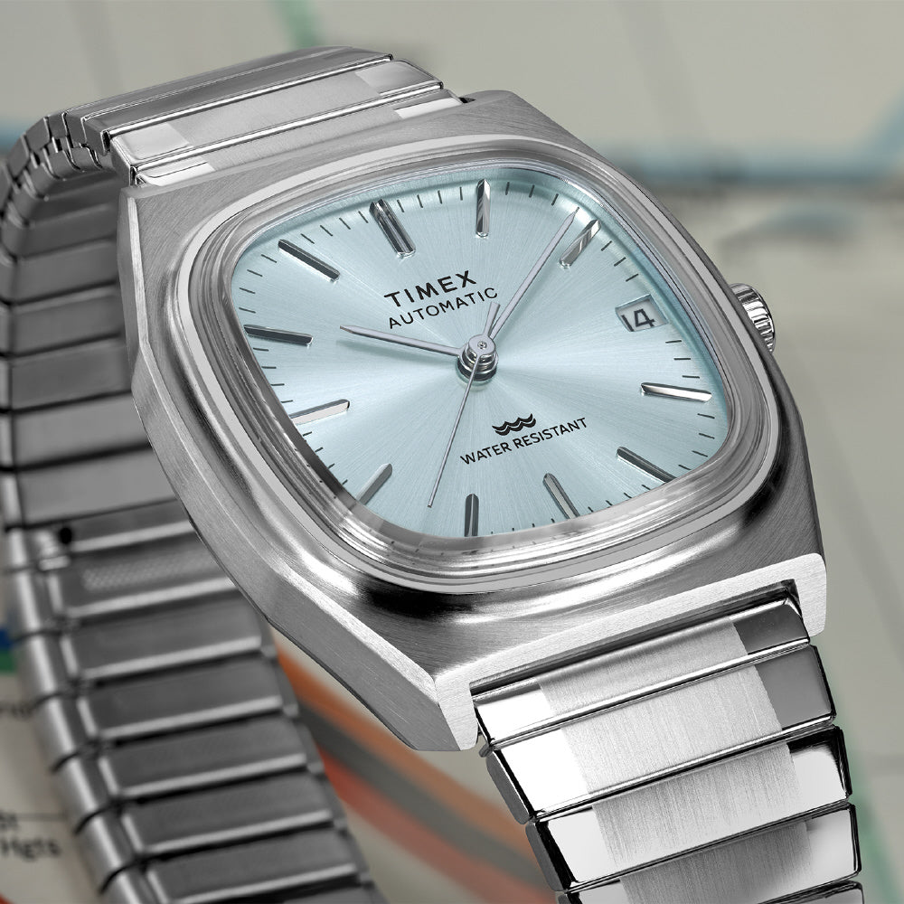 TIMEX TW2Y66700 Watch - 1983 E-Line Automatic Light Blue Stainless Steel Case Water Resistant 1-Year Warranty (Image 9)