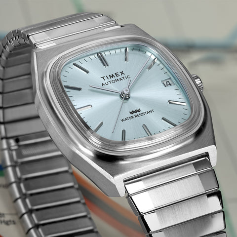 TIMEX TW2Y66700 Watch - 1983 E-Line Automatic Light Blue Stainless Steel Case Water Resistant 1-Year Warranty (Image 9)