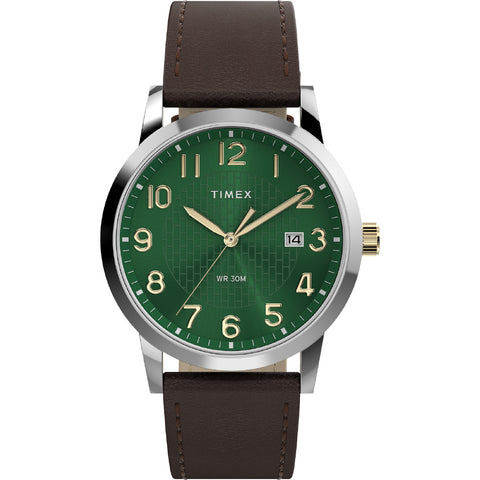 TIMEX TW2Y67600 Watch - Main Street 38mm Green Watch - Water Resistant - Classic Design - 1-Year Warranty