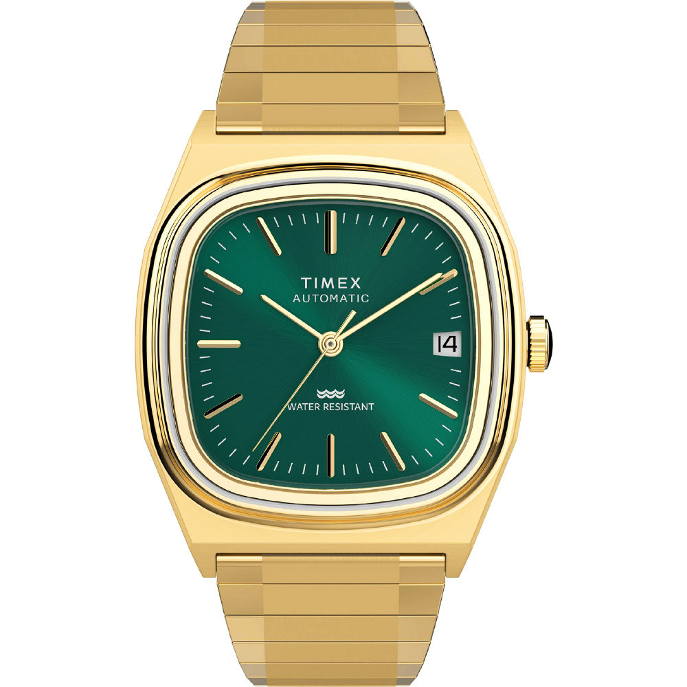 TIMEX TW2Y67700 Watch - 1983 E-Line Automatic 1 Year Warranty Green Stainless Steel Water Resistant