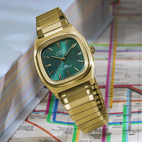 TIMEX TW2Y67700 Watch - 1983 E-Line Automatic 1 Year Warranty Green Stainless Steel Water Resistant (Image 9)