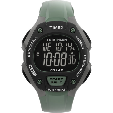 TIMEX TW5M67300 Watch - Triathlon Classic 30 Lap Stopwatch Water Resistant Green 1 Year Warranty Authentic
