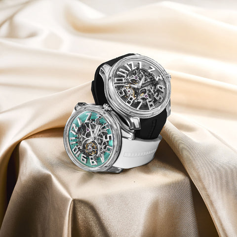 Tendence TY230005 Luxury K9 Tourbillion 2-Year Warranty Black Stylish Design Swiss Movement