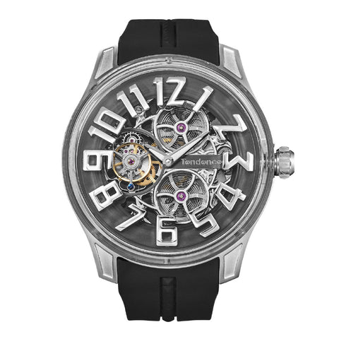 Tendence TY230005 Luxury K9 Tourbillion 2-Year Warranty Black Stylish Design Swiss Movement