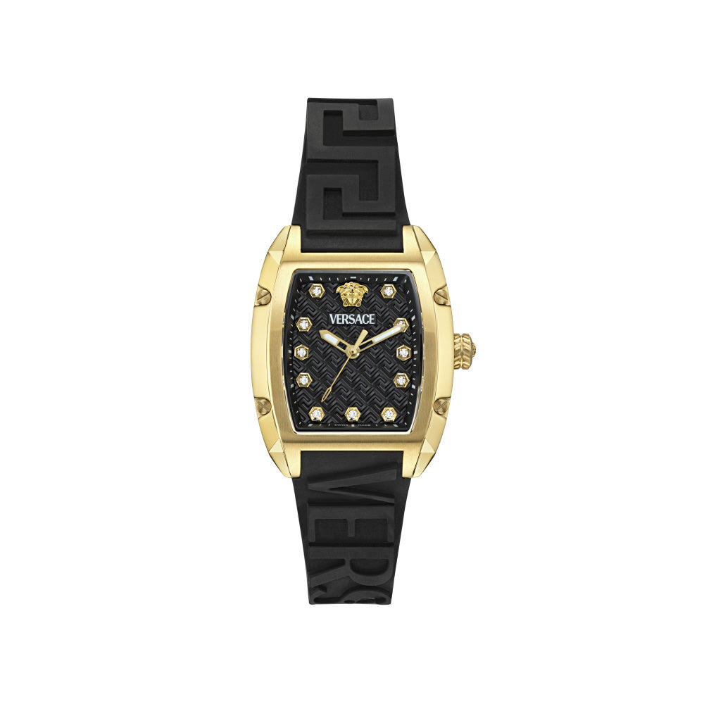 VERSACE VE8K00324 Watch - Dominus 2-Year Warranty Black Stainless Steel Water Resistant Elegant Design