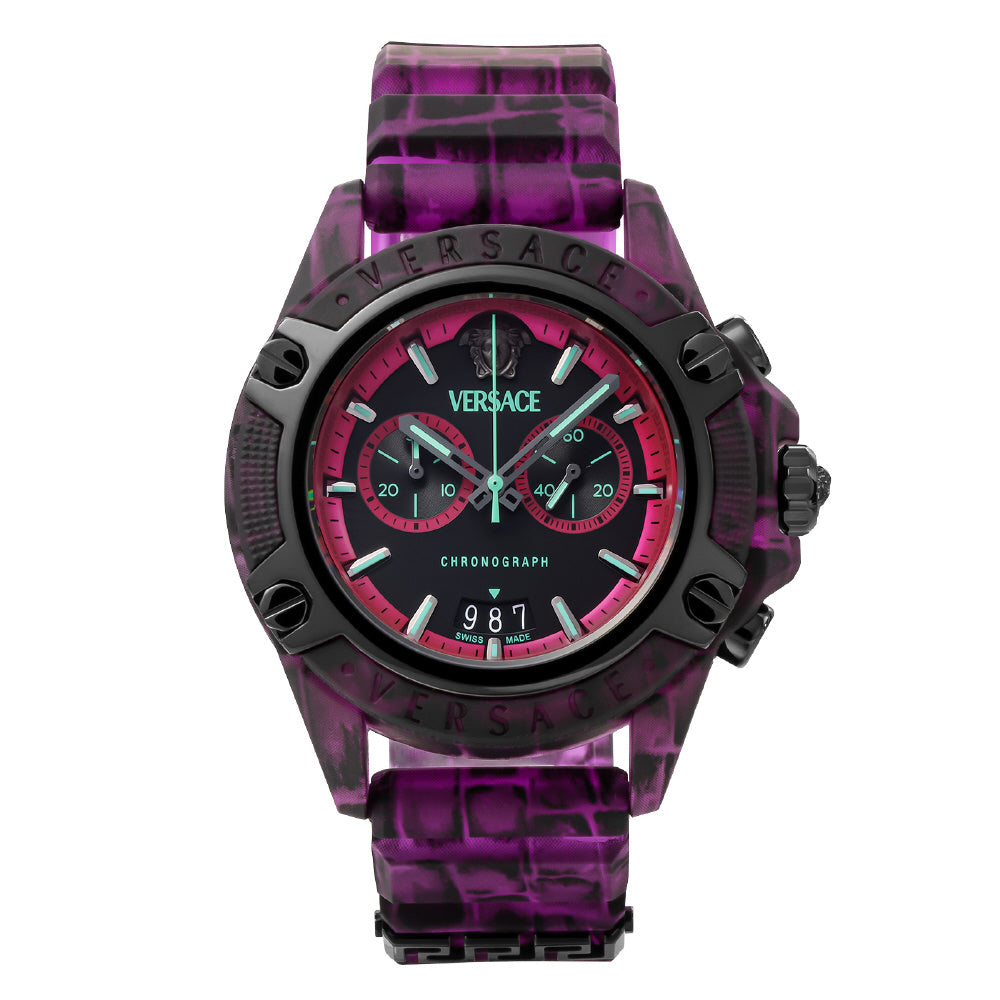 VERSACE VE8P00124 Watch - Icon Active 2-Year Warranty Purple Stylish Design Durable Build Water Resistant