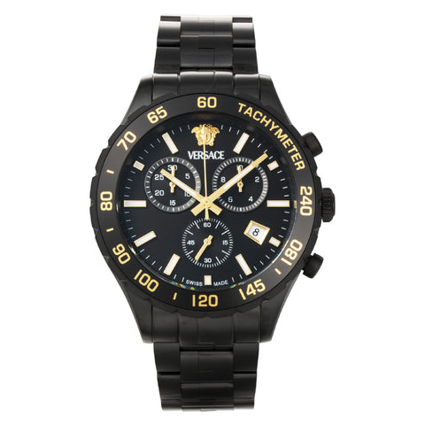 VERSACE VEPCA0624 Watch - Elegant Hellenium Design 2-Year Warranty Black Finish Stylish Timepiece