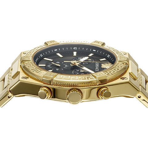VERSACE VESO00922 Watch - Sporty Greca Design Gold Case Black Dial Water Resistant 2-Year Warranty Stylish Luxury Watch (Imag