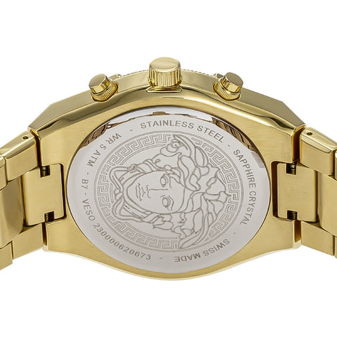 VERSACE VESO00922 Watch - Sporty Greca Design Gold Case Black Dial Water Resistant 2-Year Warranty Stylish Luxury Watch (Imag