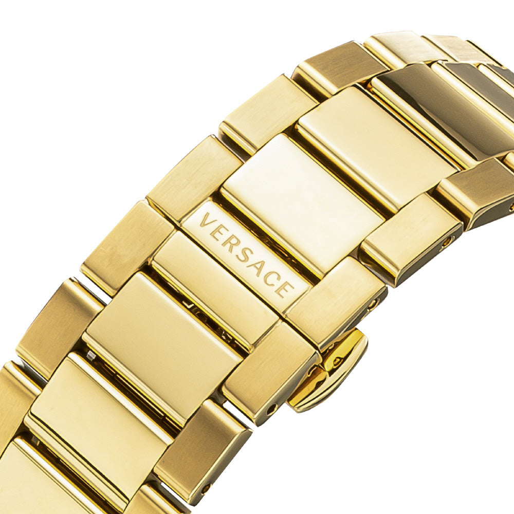 VERSACE VESO00922 Watch - Sporty Greca Design Gold Case Black Dial Water Resistant 2-Year Warranty Stylish Luxury Watch (Imag
