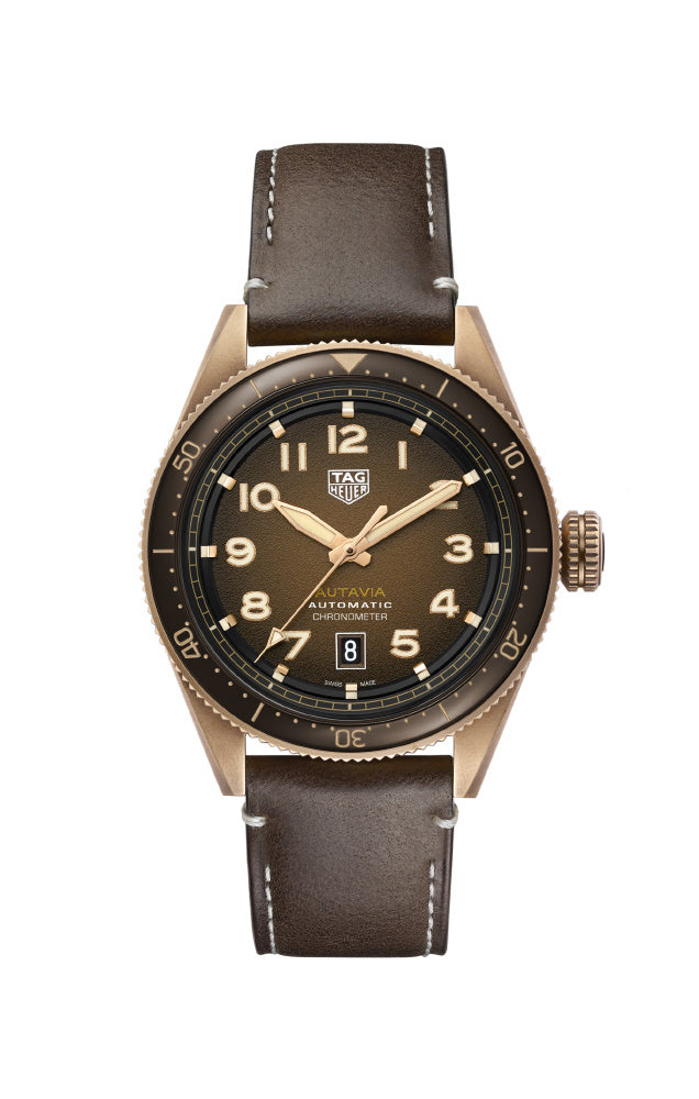 TAG Heuer WBE5191.FC8276 Watch - Autavia Chronograph Swiss Made Stainless Steel Blue Dial Leather Strap