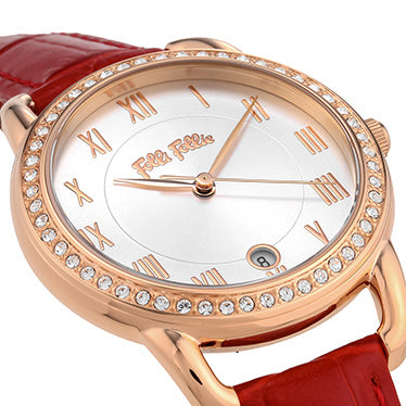 WF17B016SDSRE VintageCandy Red Stylish Design Water Resistant Quartz Movement Fashionable Timepiece