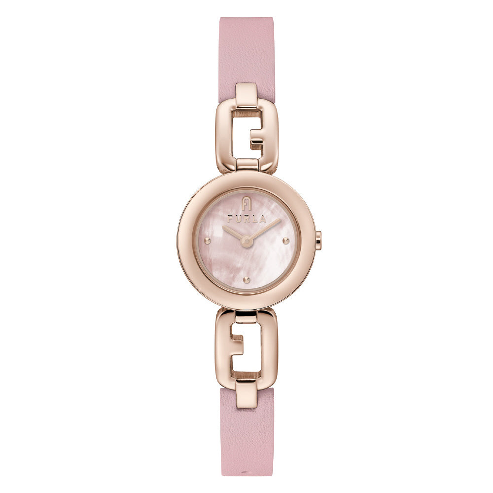 FURLA WW00015016L3 Watch - Arco Chain Pink Leather Watch 2-Year Warranty Elegant Design Water Resistant Stylish Accessory