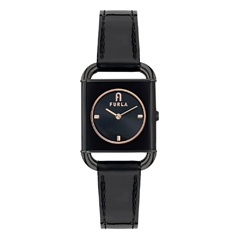 IPPO JAPAN WATCH WW00017019L7 Watch - FURLA ARCO SQUARE Elegant Design 2-Year Warranty Black Genuine Leather Stylish Watch